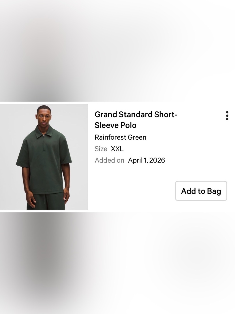 Lululemon Men’s Grand Standard Short-Sleeve Polo — Rainforest Green
